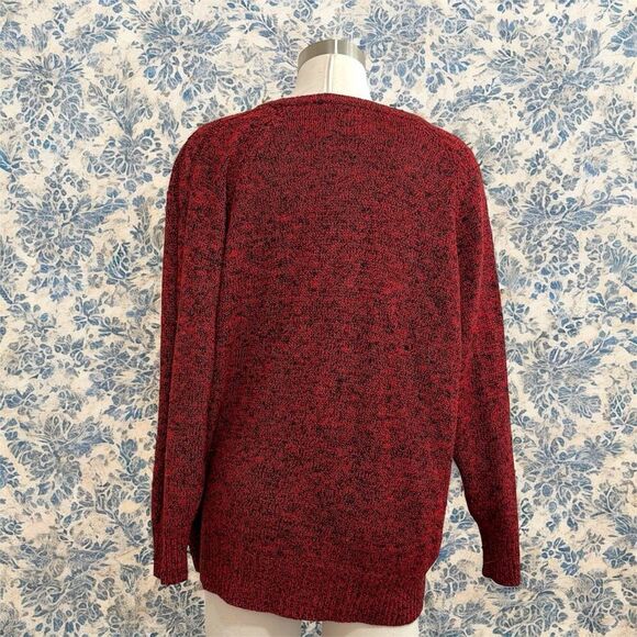 BLVD East Red Marled Acrylic Sweater Medium Pullover Crewneck - Picture 2 of 7